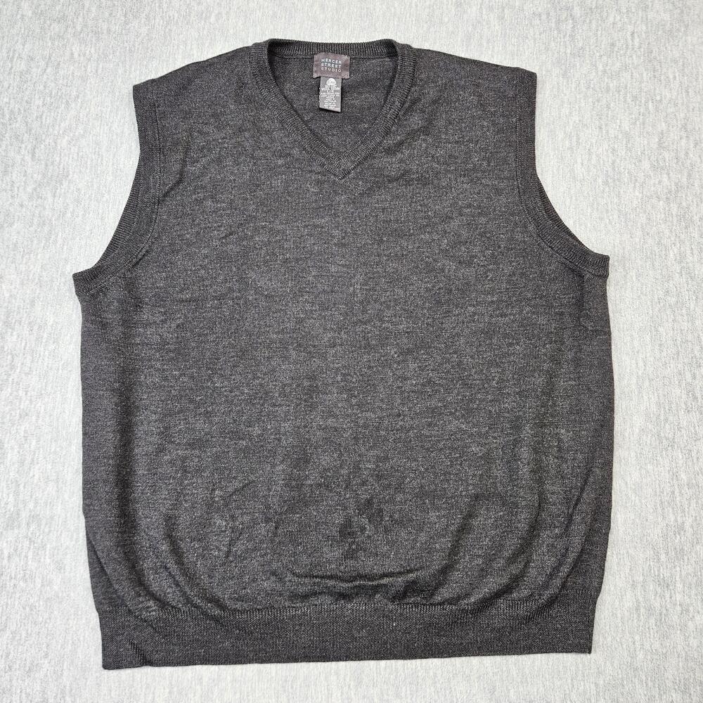 Mercer Street Studio Sweater Vest Mens L Gray V-Neck Merino Wool Made Australia